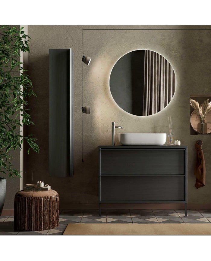 MOBILE BAGNO 90CM CON TOP ARDESIA PER LAVABO DA APPOGGIO IN CERAMICA, SOLE