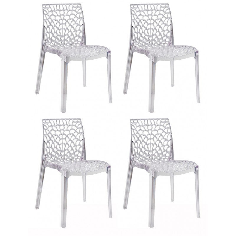 Lot de 4 chaises en métal MOZAIK empilables 57 x 45 cm - sans coussin