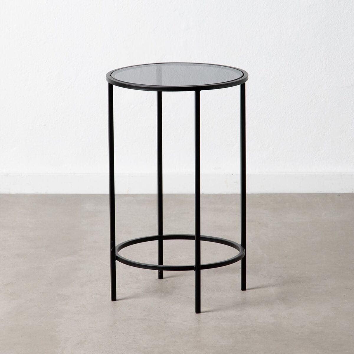 Table d'appoint Verre Noir Métal 40 x 40 x 65 cm