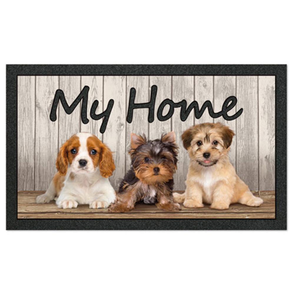 Tapis d'Entrée Maison 45x75cm Gris & Noir