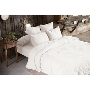 HOME LINGE PASSION Parure de couette Louxor - 1 housse de couette 220x240  cm + 2 taies 65x65 cm - Ocre et blanc - Achat & prix