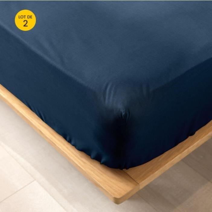 Lot De 2 Draps-housses Silky Jersey 100% Coton - Taille 90x200 Cm + 30 Cm De Bonnet - Anthracite, Extensible, Doux, Certifié Oeko-Tex