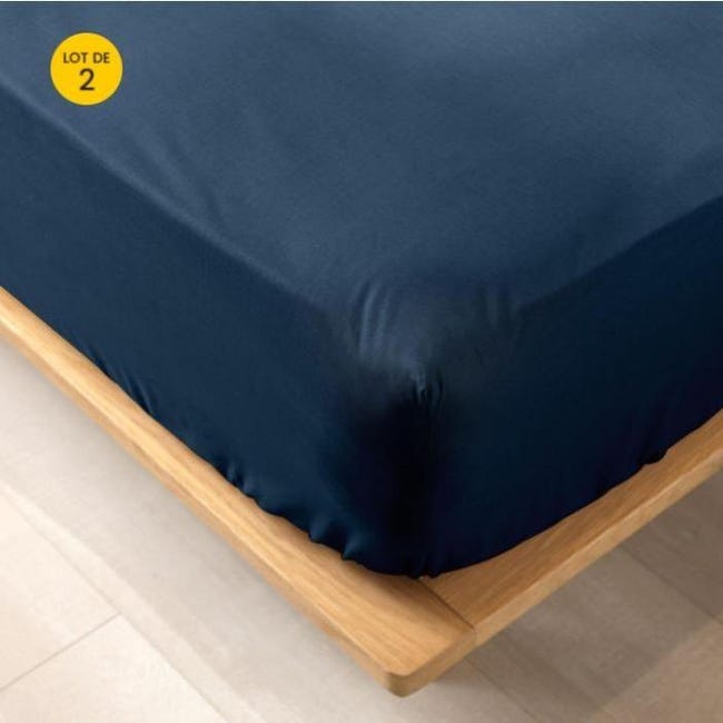 Acheter Douceur D Interieur Drap housse bleu 2 personnes, 160 x 200 cm Acheter Douceur D Interieur Drap housse bleu 2 personnes, 160 x 200 cm