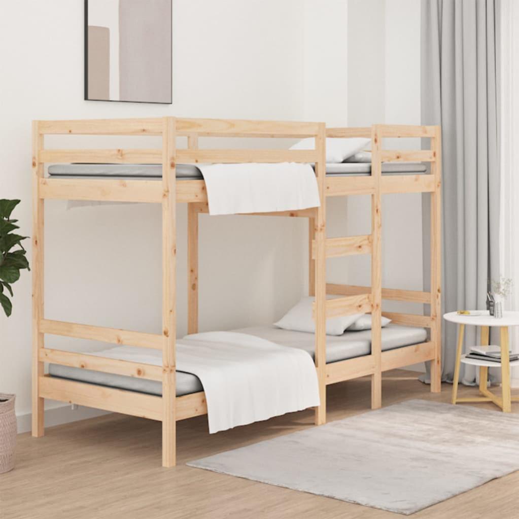 VidaXL Letto A Castello In Legno Massello Di Pino - 75x190 Cm, Design Sicuro Con Sponde