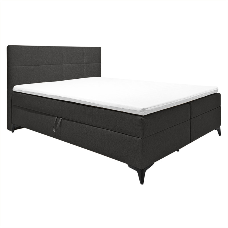 Lit boxspring 160x200 cm anthracite + matelas et surmatelas - AISHA ...