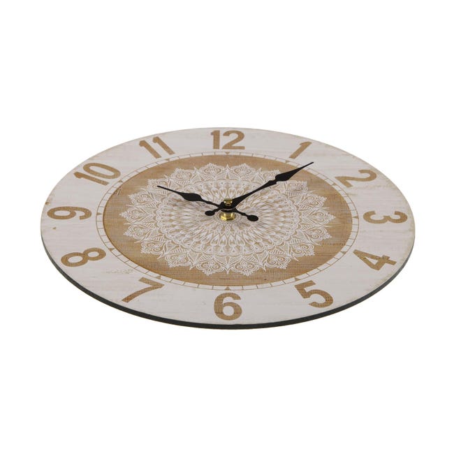 Versa Maje Reloj de Pared Decorativo para la Cocina, el Salón, el Comedor o  la Habitación, Blanco, negro y marrón, 53x5x53cm