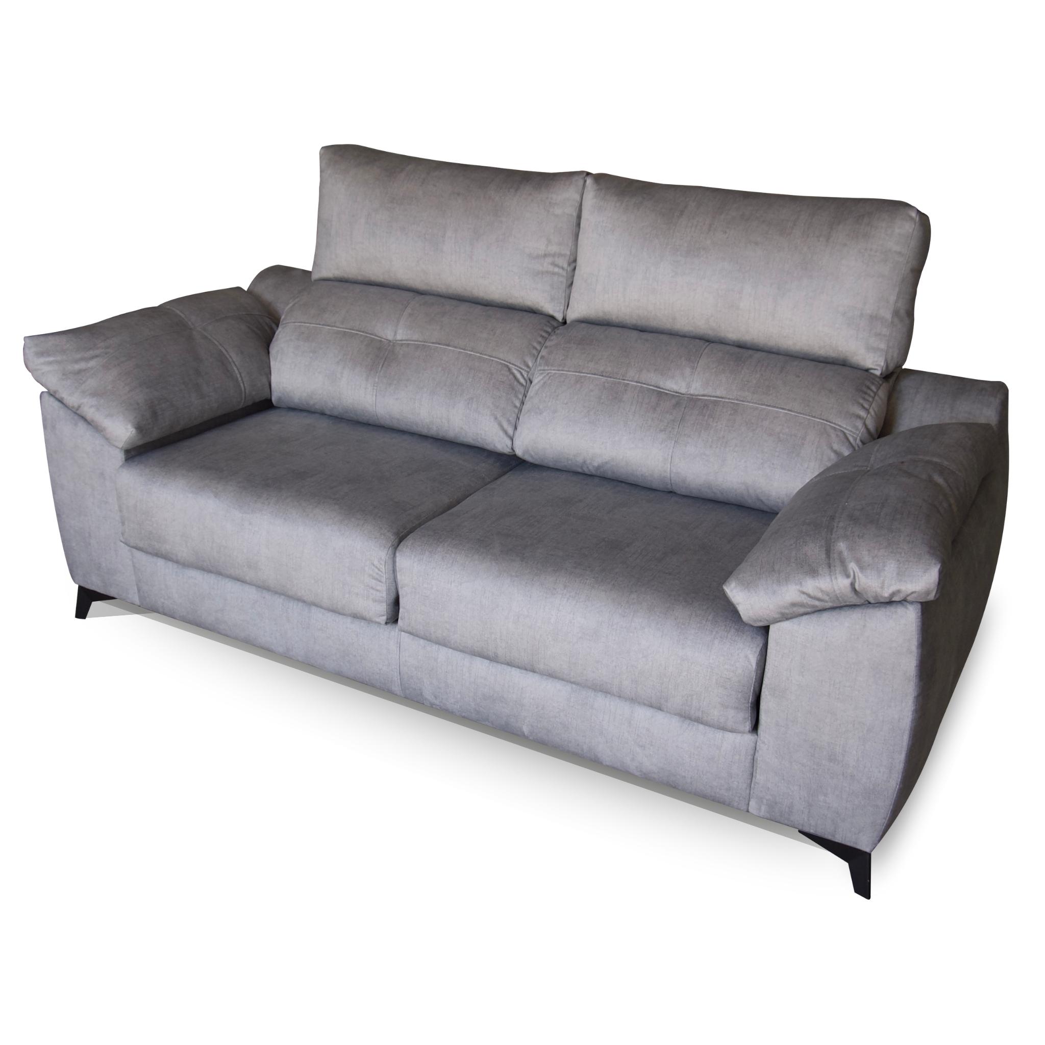 Sofá 2 plazas de pata alta con asiento deslizante. sofa 2 plazas ideal para robot aspirador. color 15 gris antracita. modelo flash minutos de confort
