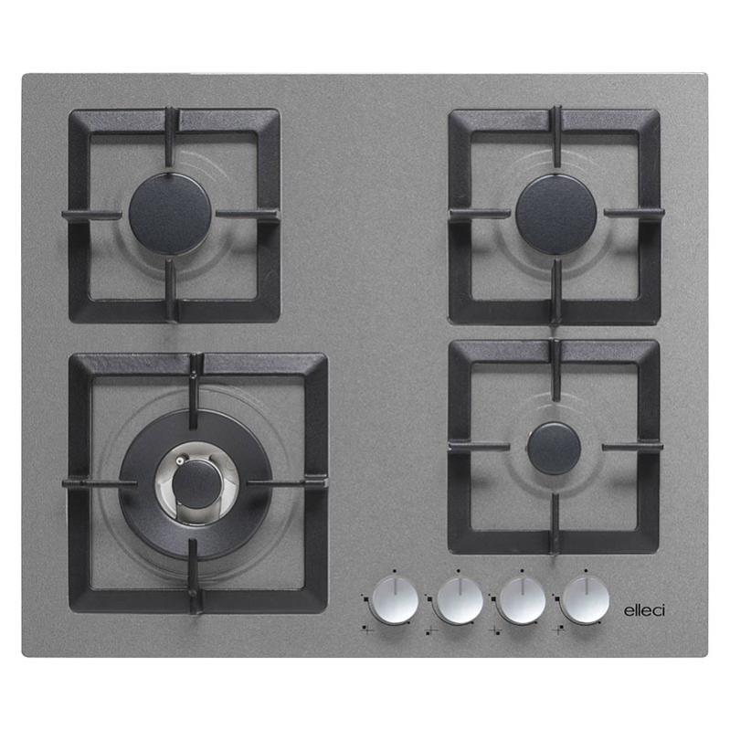 Piano Cottura A Gas Elleci Plano 60 TCL - Incasso, Titanio, Accensione Automatica, Sicurezza GasProtekt