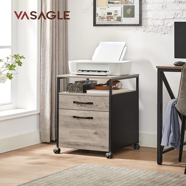 VASAGLE - Caisson 3 tiroirs - Meuble Rangement Bureau - Style