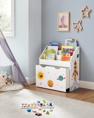 JoliJour Etagere avec Bac de Rangement Enfant,Étagère de Rangement pour  Jouets,Bibliothèque pour Enfants avec Tiroirs et Roulettes,Boîte à Jouets  Mobile,étagère de Rangement pour Enfants,65*40*89cm : : Cuisine et  Maison