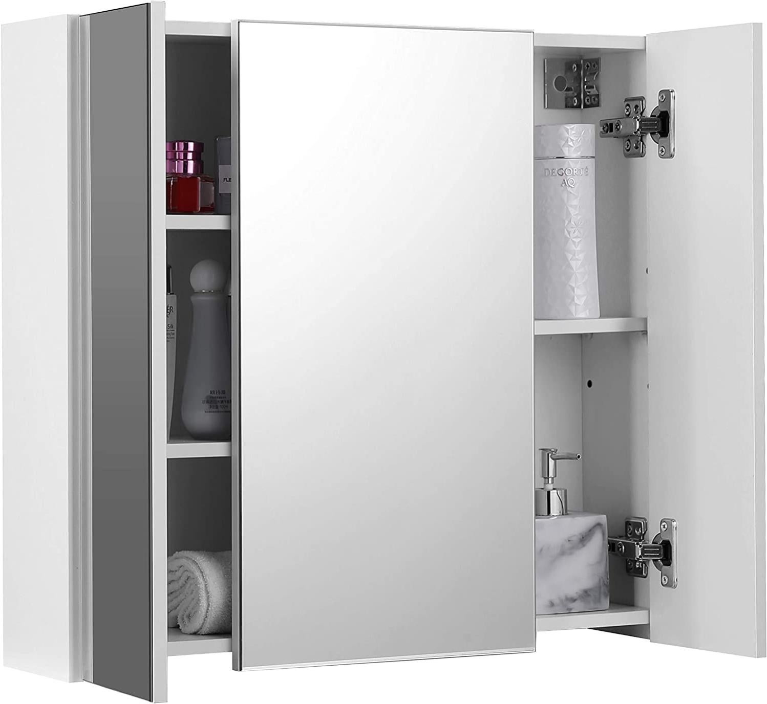 Armoire Murale Salle de Bain avec Miroir, 3 Portes, 60 x 15 x 55 cm