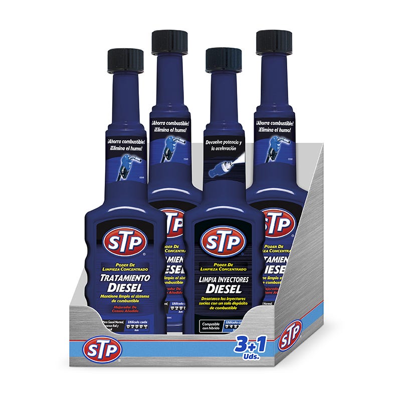 Pack 3+1 STP® - 3 Tratamiento Diesel + 1 Limpia inyectores Diesel - Pack  limpia tu coche acorde a los km recomendados