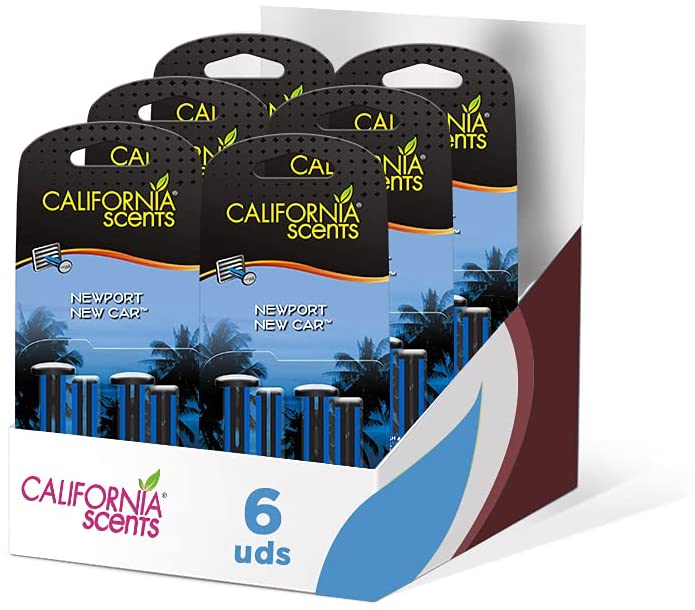 California Car Scents - Pack de 6 - Ambientador de Coche con Fragancia. Olor  y Esencias a New car. Aroma a Coche nuevo (Bastones de ventilación. 4UDS)