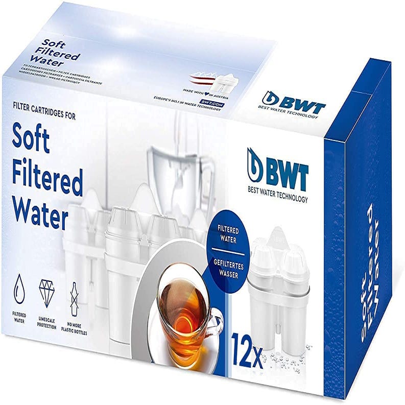 BWT - Pack de 12 Filtros para Jarra Filtradora de Agua Soft para 12 meses  duración