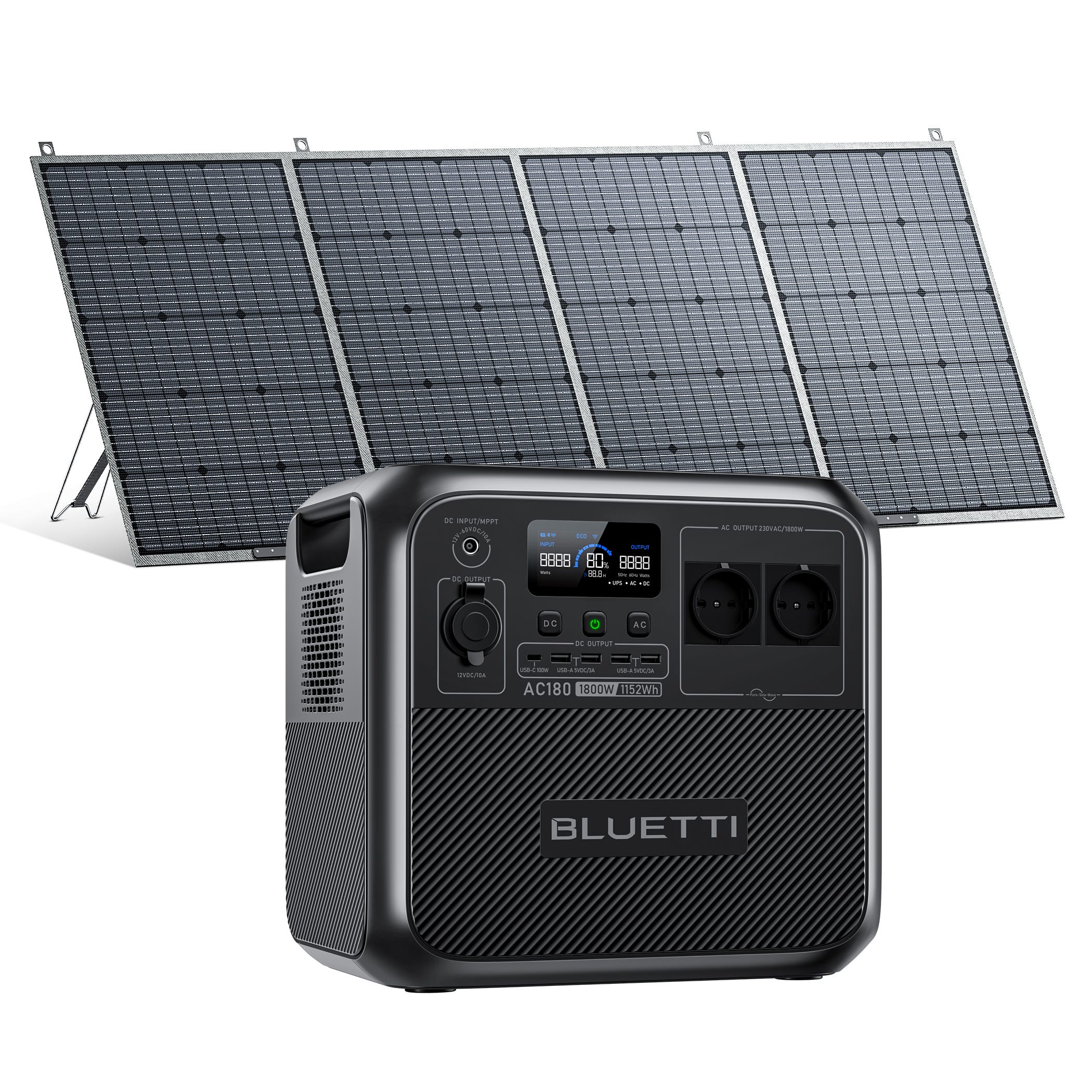 Power station BLUETTI AC180 con Pannello Solare PV420,Batteria LiFePO4  1152Wh,Generatore Solare Portatile per Campeggio,Viaggi,Interruzione  diCorrente