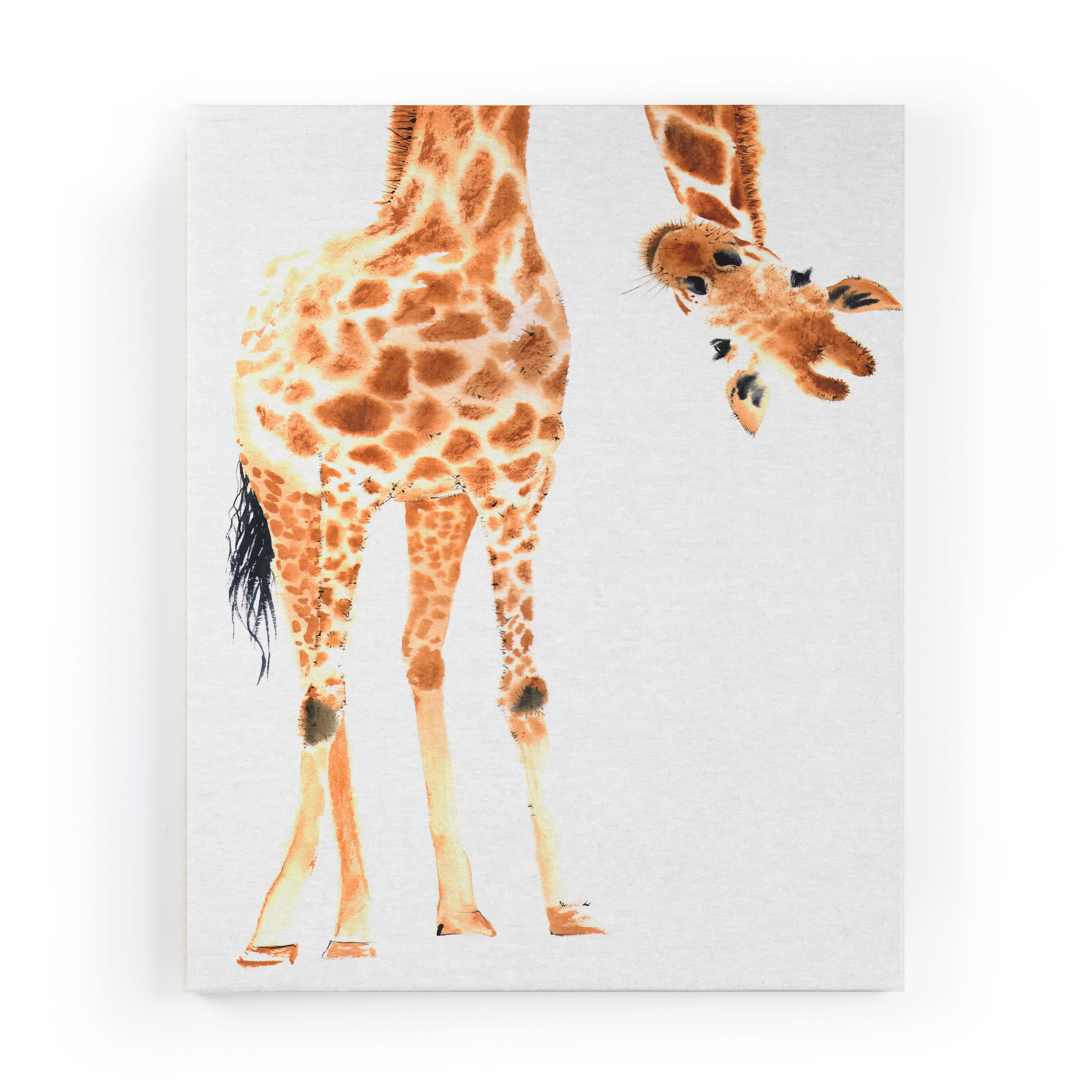 Lot de 6 impressions sur toile de girafe pour cuisine - Peinture d'animaux  - 20,3 x 25,4 cm - Sans cadre pour décoration d'intérieur