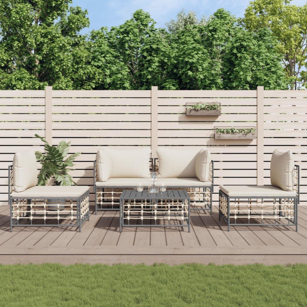 VidaXL Set di divani da giardino 5 pezzi con cuscini Beige