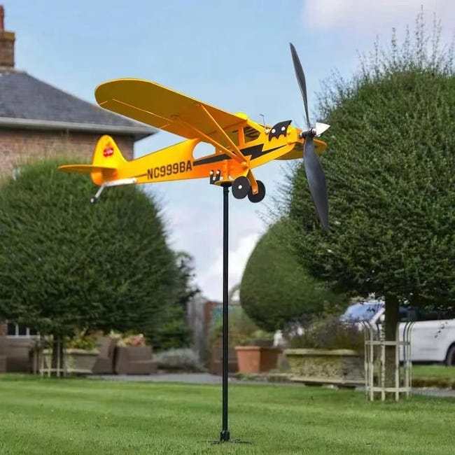 Girouette d'extérieur - Sculpture éolienne avion, girouette en métal Moulin  à vent Girouette décorative pour cour, jardin-20x18cm