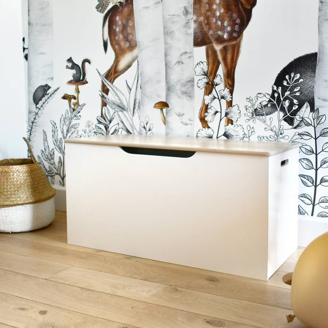 Maison Exclusive Baúl de almacenaje madera contrachapada blanco 70x40x38 cm