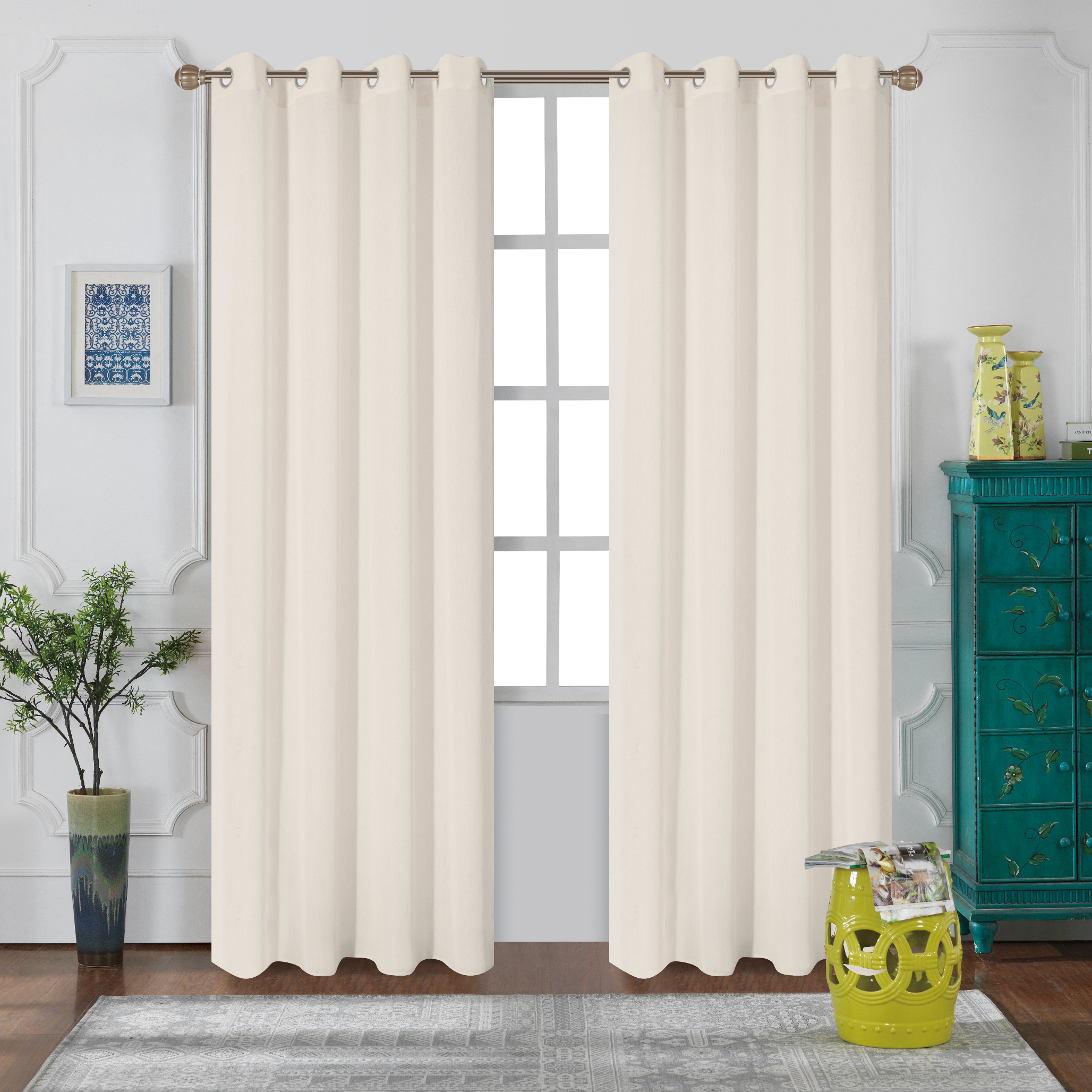 Tenda semi-filtrante INSPIRE Pharell beige arricciatura con