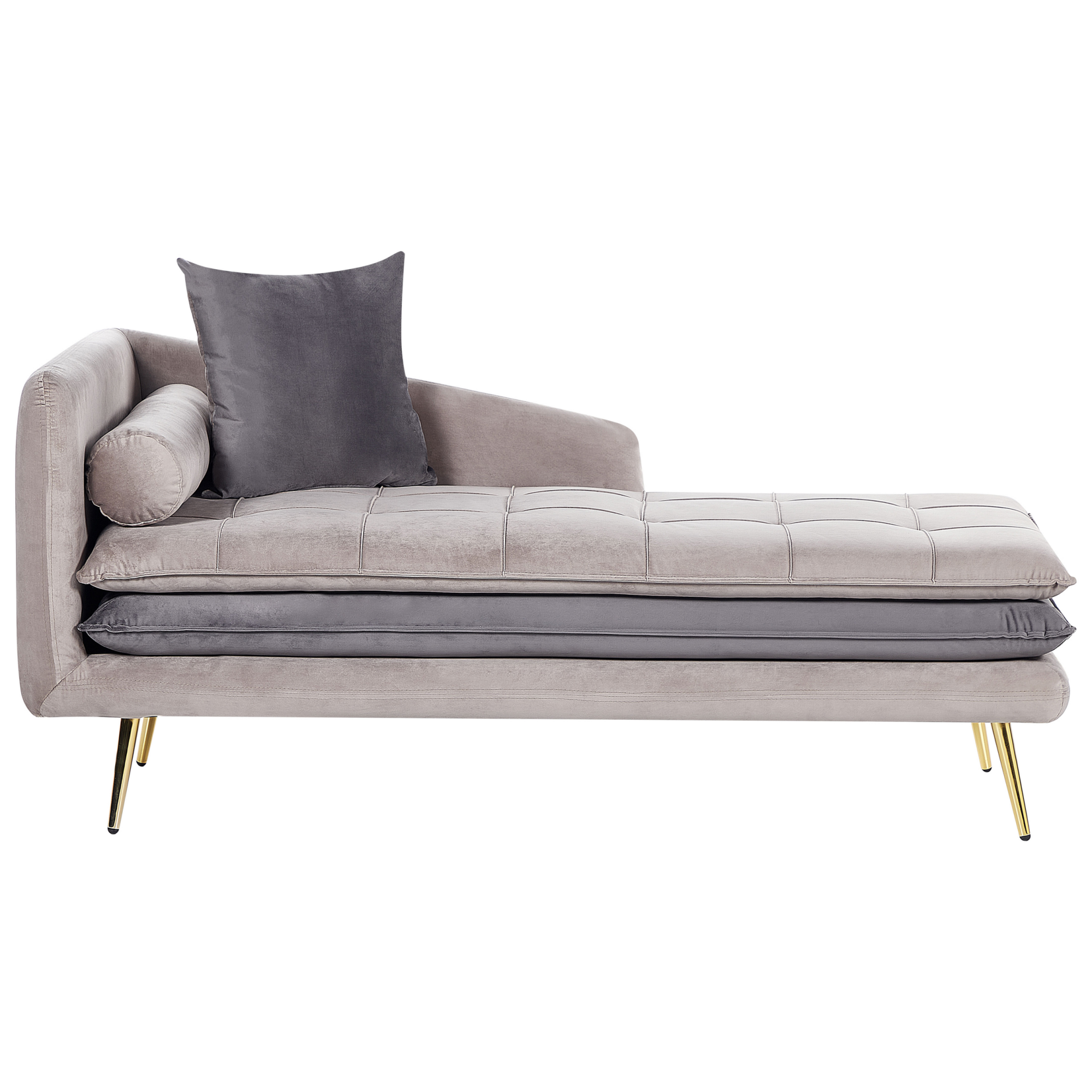 Beliani Chaise longue côté gauche en velours beige et gris GONESSE