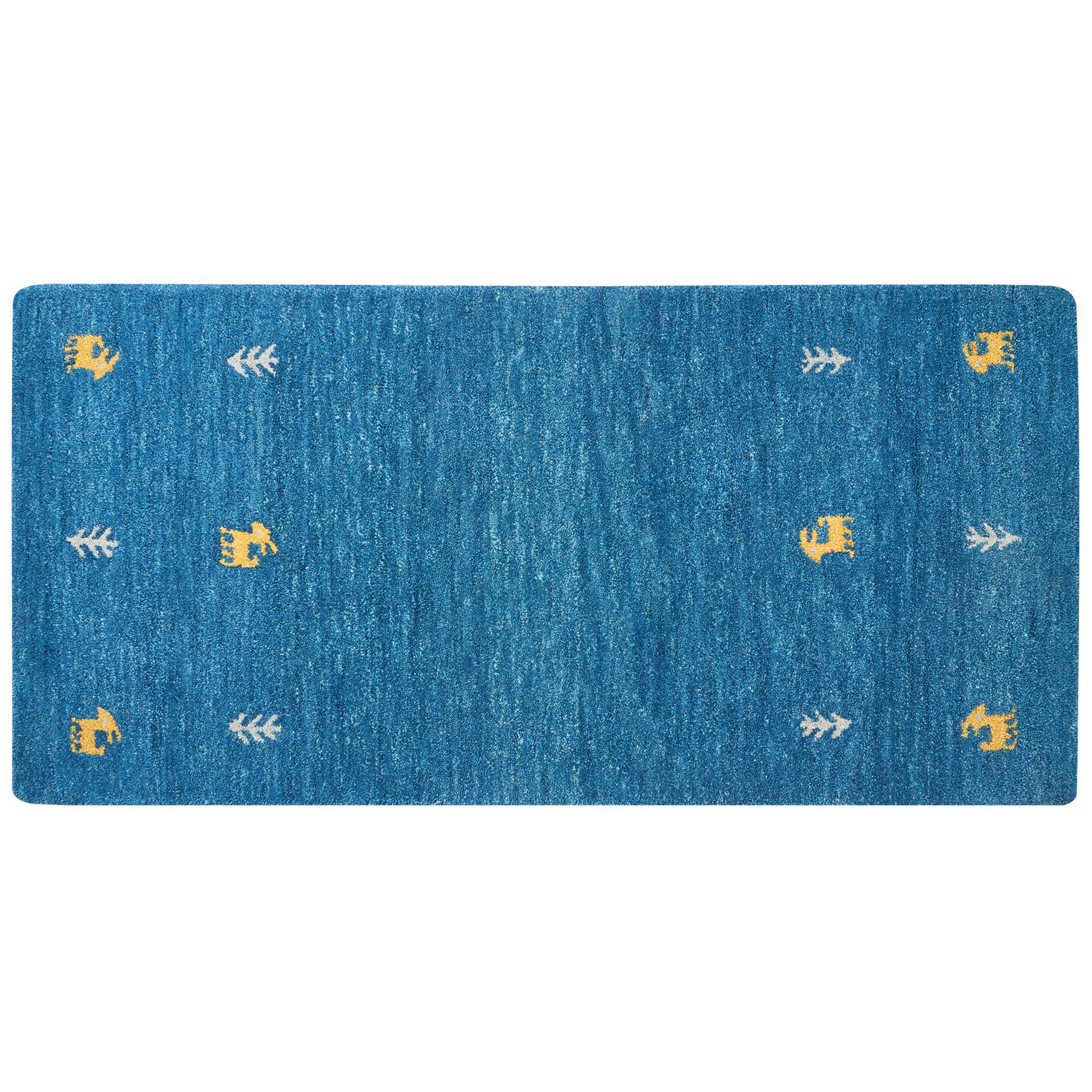 Tappeto lana giallo e blu 80 x 150 cm MUCUR 