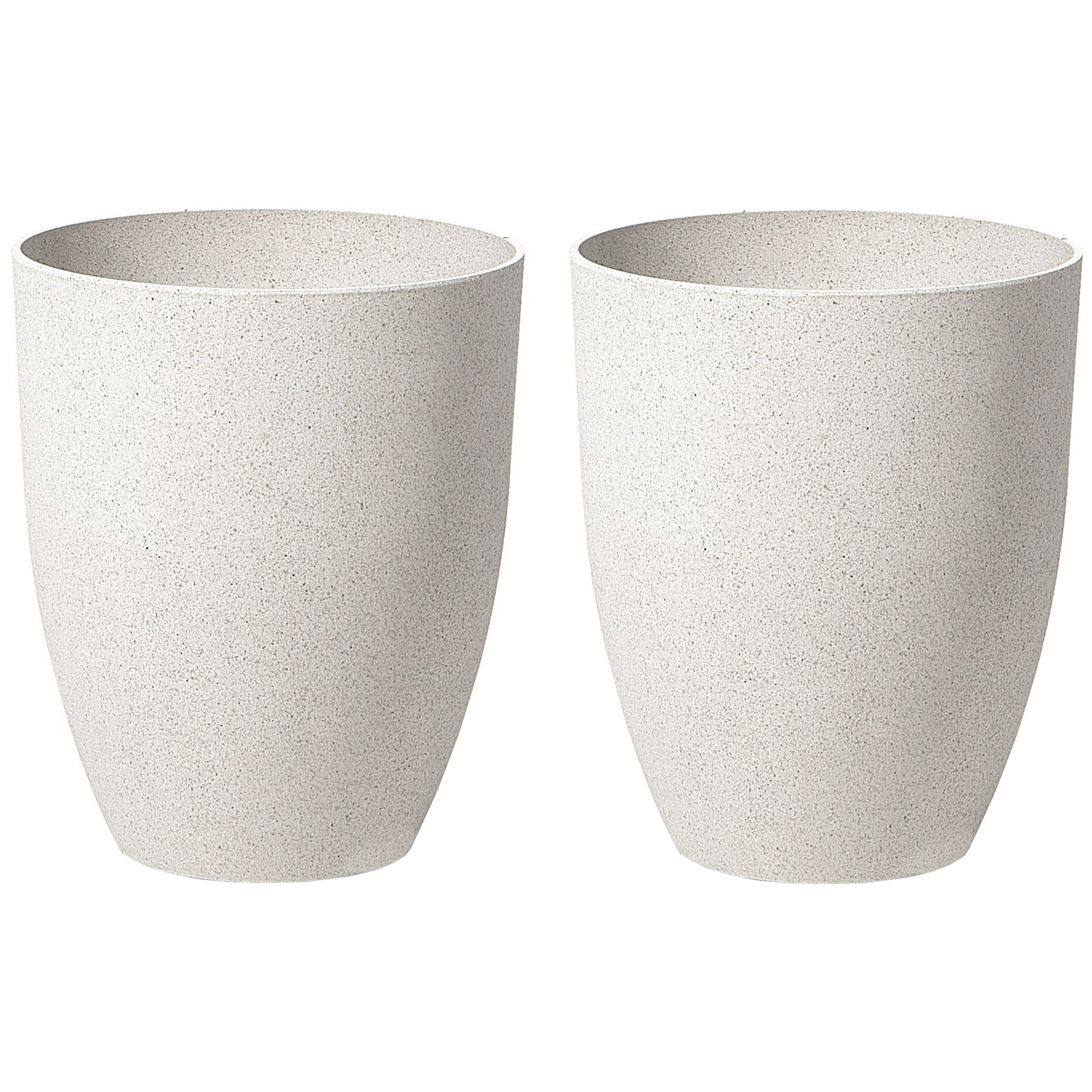 Set di 2 vasi per piante in pietra effetto marmo 35 x 35 x 42 cm MIRO 