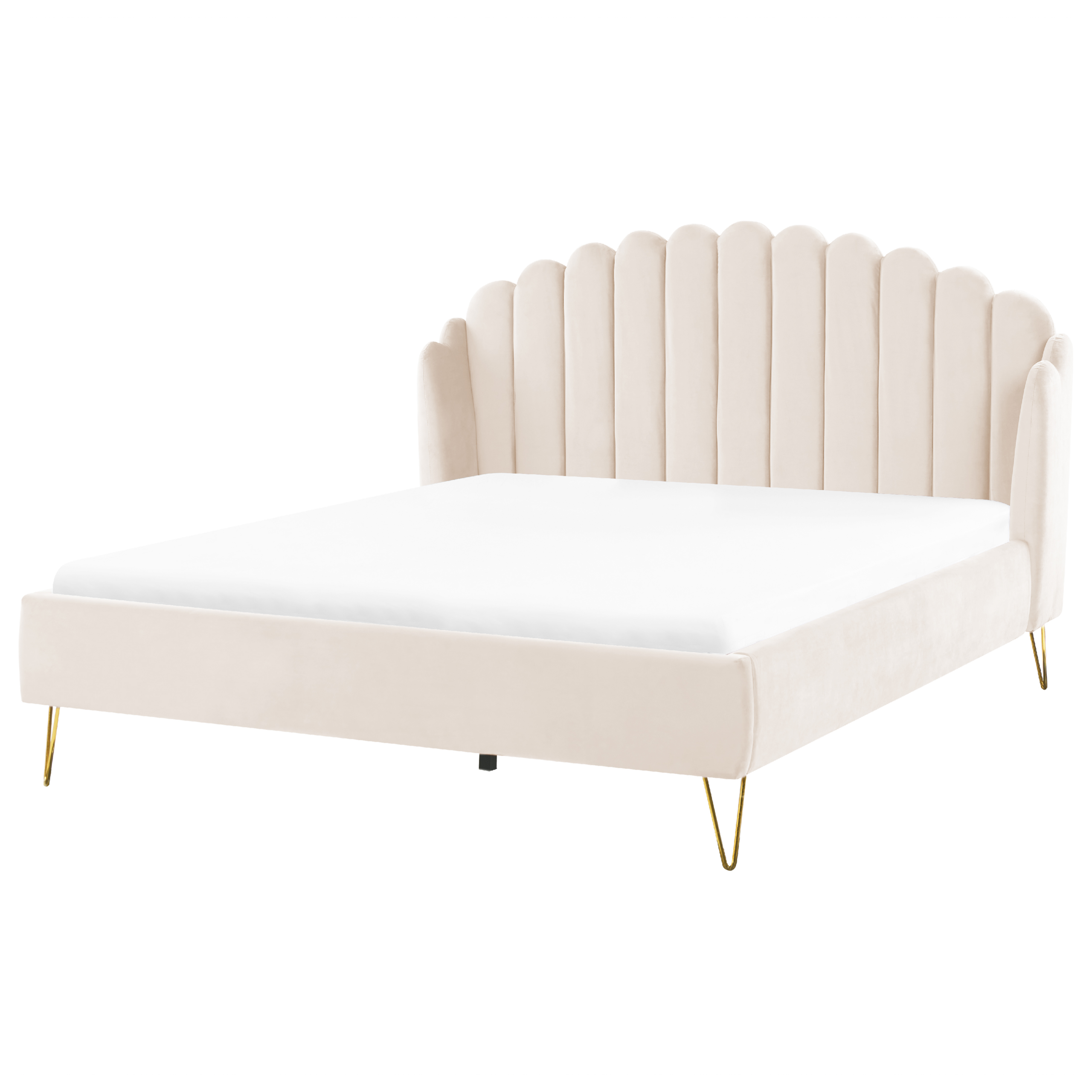 Letto matrimoniale velluto beige 180 x 200 cm AMBILLOU