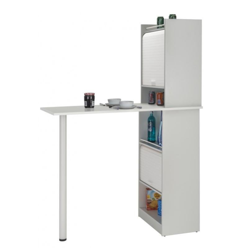 Table de cuisine et 2 Meubles de rangement Blancs Coloris Blanc