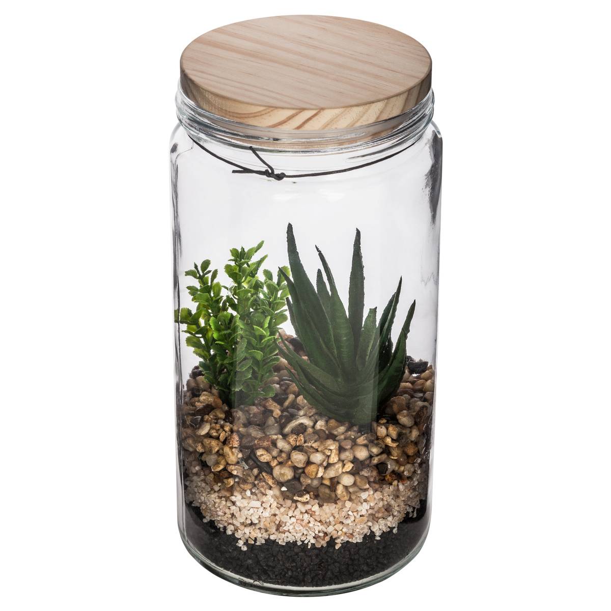 Plante artificielle Pot en verre sur support en bois H 12 cm - Fleurs et  plantes artificielles - Décomania