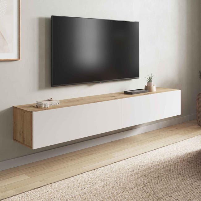 Mobile TV Moderno Sospeso Salotto Soggiorno ROVERE BIANCO 180x28x35 Cm mobile-tv-moderno-sospeso-salotto-soggiorno-rovere-bianco-180x28x35-cm