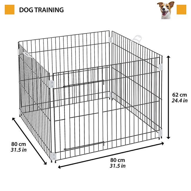 Ferplast Recinto cuccioli Box per cani DOG TRAINING Recinzione da interno  rete pieghevole, Piedini antiscivolo, Robusto metallo verniciato Nero