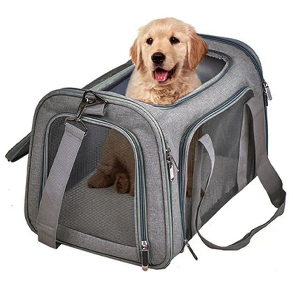 Borsa Da Trasporto Per Cani E Gatti Espandibile Traspirante, Borsa A Tracolla Pieghevole Per Animali Domestici Con Materasso Staccabile, Gabbia Per Il Trasporto Per Escursioni In Campeggio (M - 2