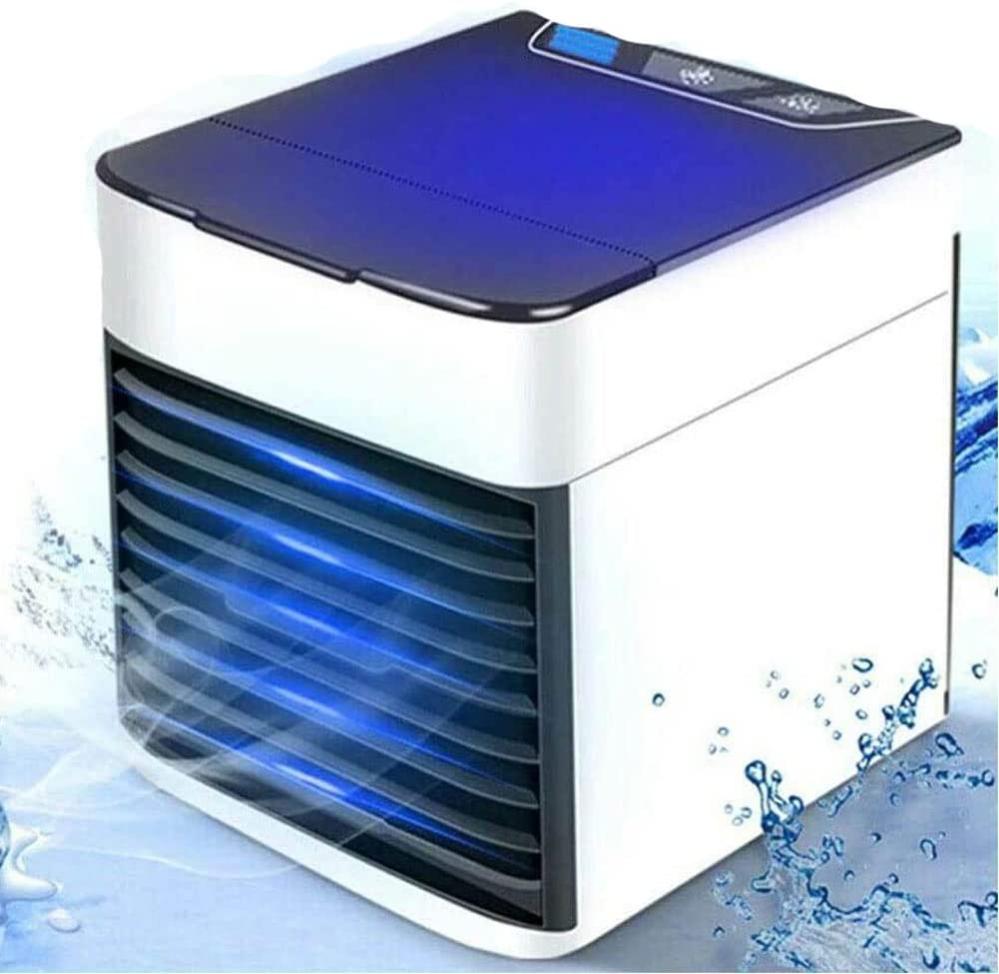 Jammkey Mini Raffrescatore Portatile Da Tavolo Scrivania Deumidificatore Ventilatore USB Casa Auto 3 Velocità Selezionabili Con Serbatoio Acqua Ghiaccio E Luce LED RGB Cambio Colore 7 Colori (bianco
