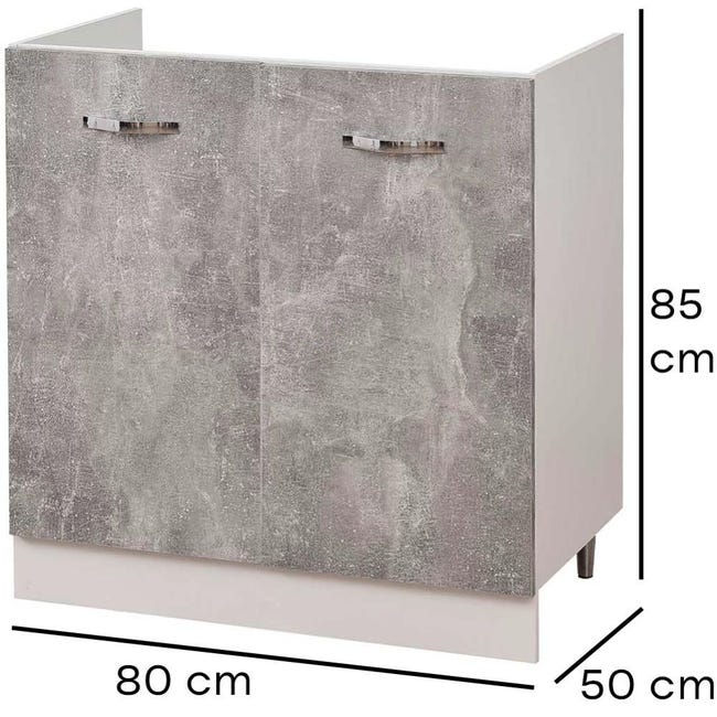 Mobile Sottolavello MABEL - Legno Nobilitato, Lavello Acciaio, 60x50x85 Cm, Con Anta - Foto 4