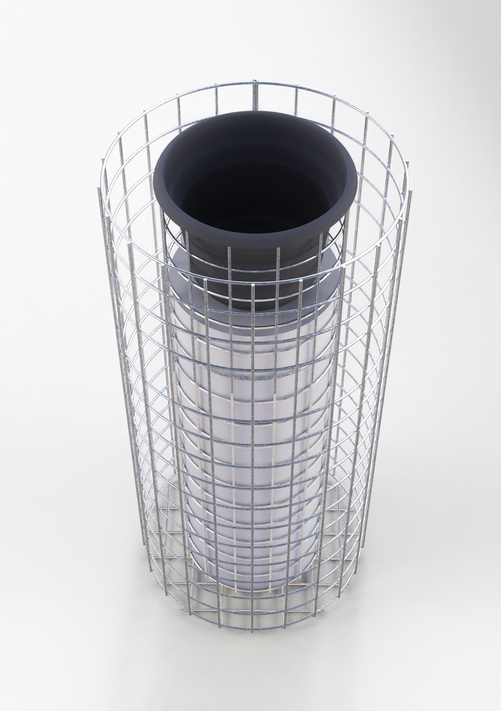 Gabiona - columna de flores altura 82 cm redondo, diámetro 37 cm, tamaño de malla 5 x 5 cm, galvanizado en caliente, incl. maceta - alta calidad