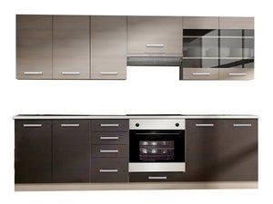 Cocina en kit Vienne verde 240 cm con 2 módulos altos + 4 módulos bajos, Leroy Merlin