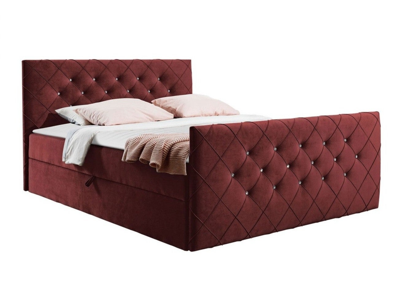 Cama continental baltimore 158, individuales, continental, rojo, 120x200, tapiz, somieres, 124x213x103cm