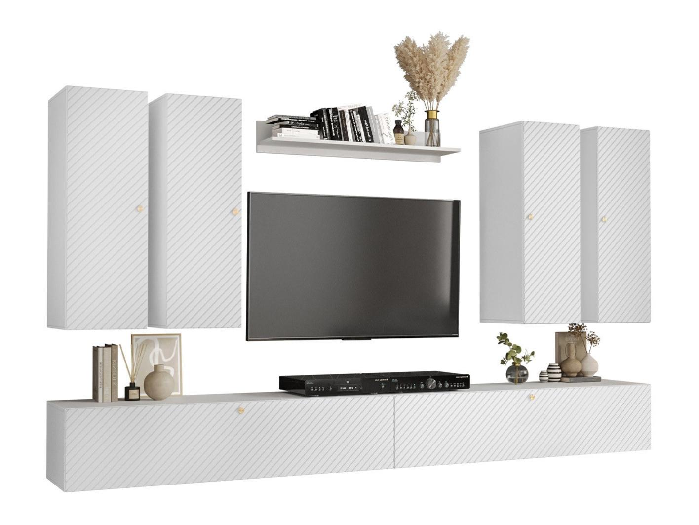 H117 Ensemble de salon Hartford H117, Blanc, Avec table de TV, Avec des ...