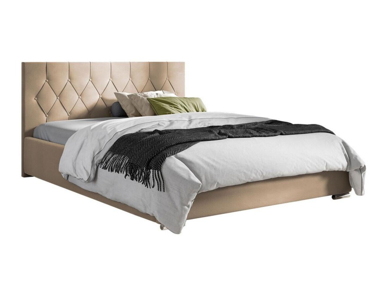 Cama baltimore 160, individuales, de color marrón claro, 120x200, tapiz, somieres, 138x222x92cm