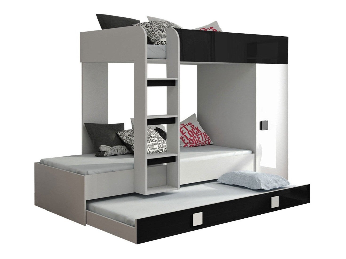 Letto a castello antracite rosso con scrivania 5050