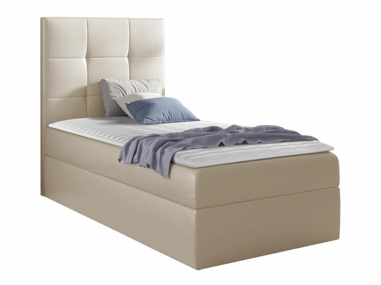 Cama continental baltimore 180, continental, individuales, de color marrón claro, 80x200, cuero ecológico, somieres, 82x208x103cm