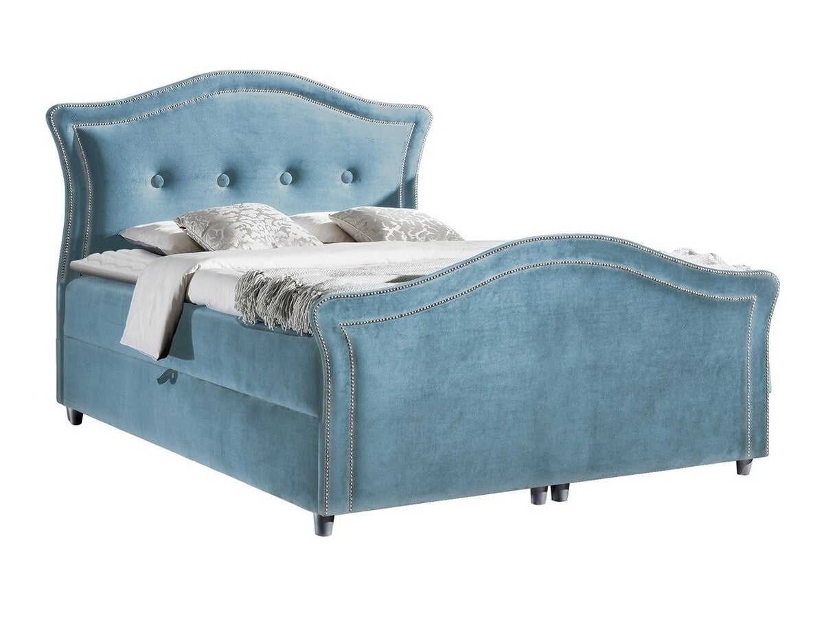 Cama continental baltimore 136, continental, doble, azul, 180x200, tapiz, somieres, 190x214x130cm