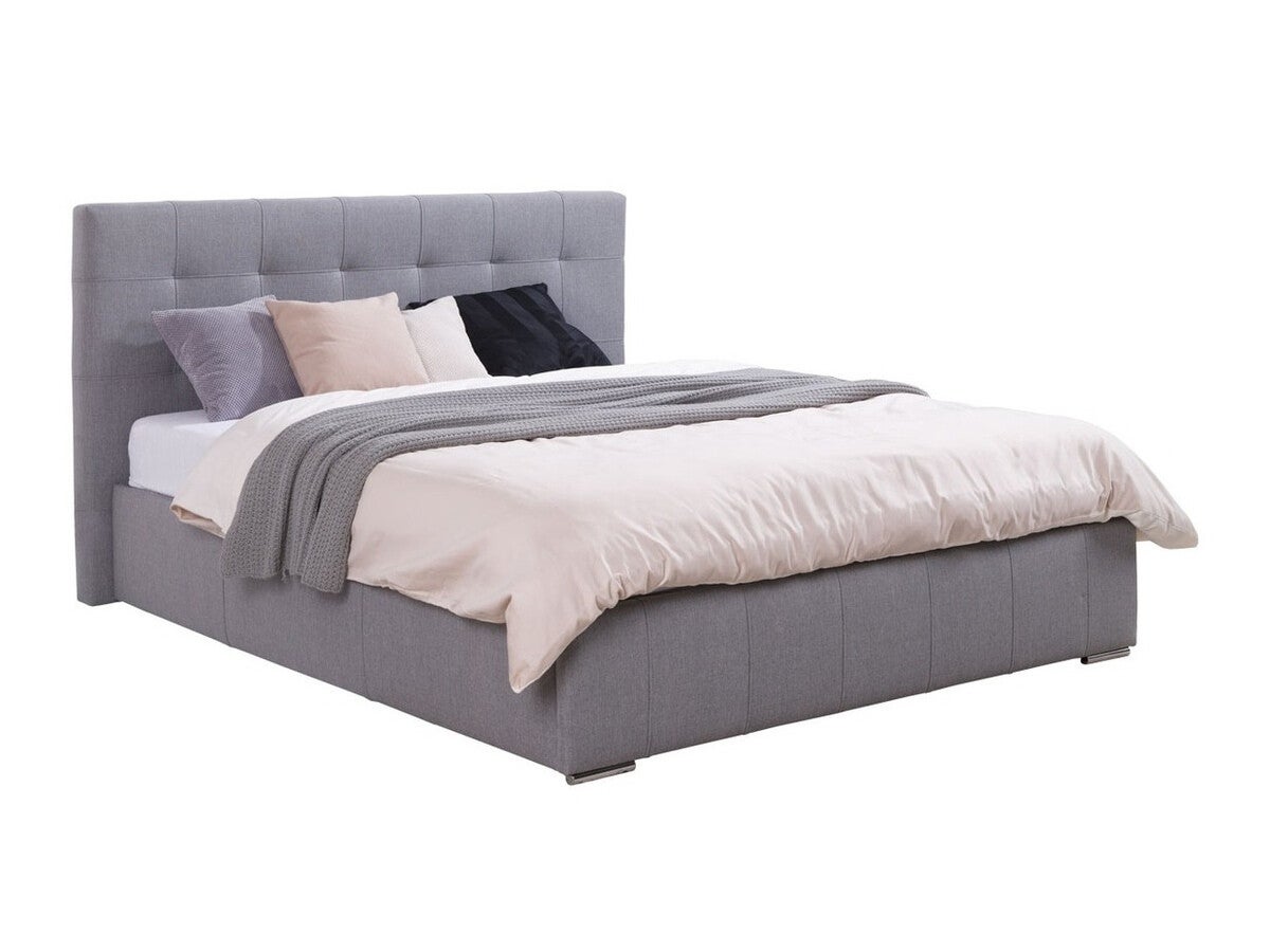 Cama florence 101, doble, gris, 180x200, tapiz, somieres, 198x216x105cm