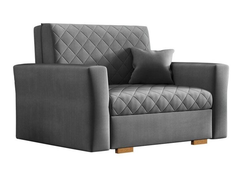 Fauteuil Columbus 145, Gris, 85x115x98cm, Tapisserie, Legs Bois