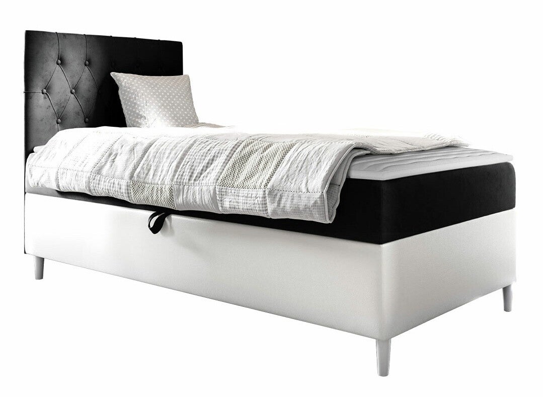 Cama continental baltimore 171, continental, individuales, gris, 80x200, cuero ecológico + tapiz, somieres, 82x208x115cm