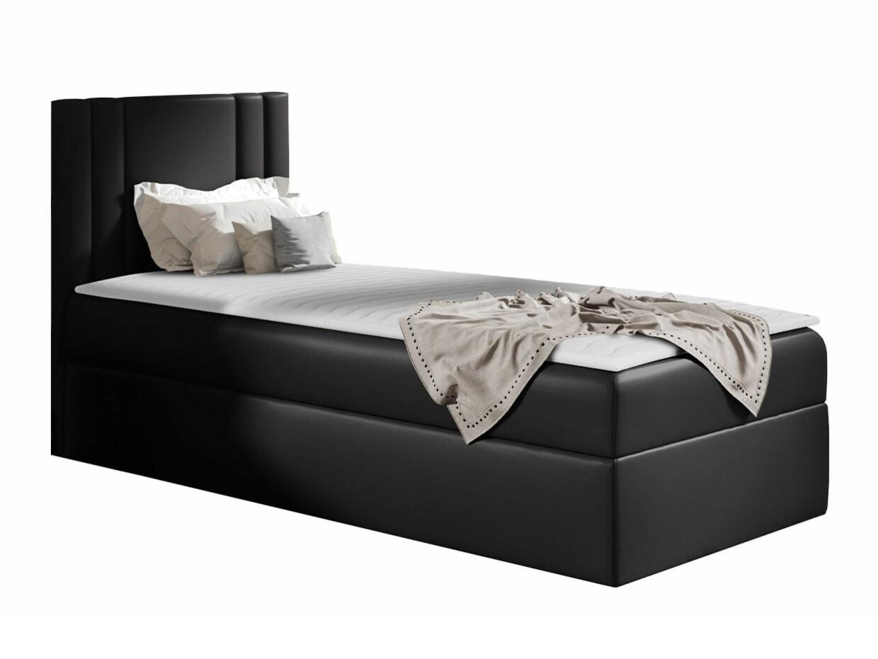 Cama continental baltimore 179, continental, individuales, negro, 100x200, cuero ecológico, somieres, 102x208x103cm