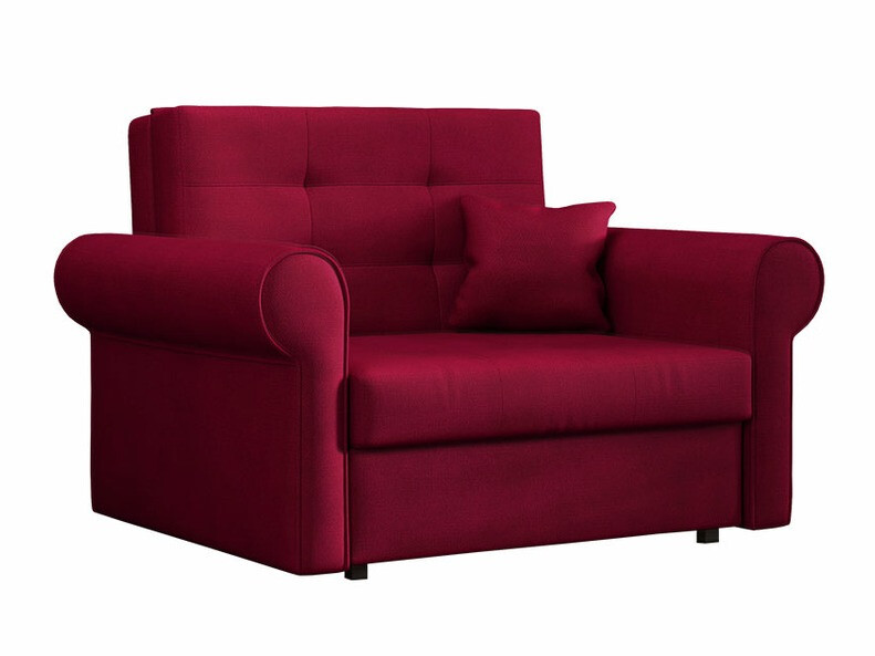 Fauteuil Columbus 127, Rouge, 85x116x98cm, Tapisserie, Legs Métal