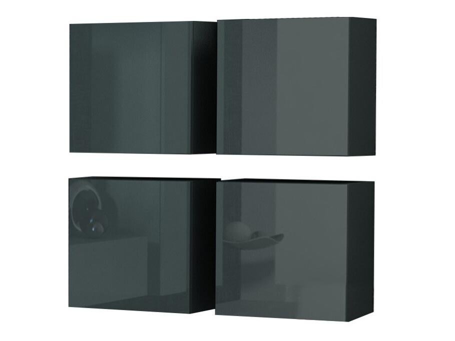 Ensemble d'armoires Charlotte A142, Gris brillant, Gris, 100x100x30cm