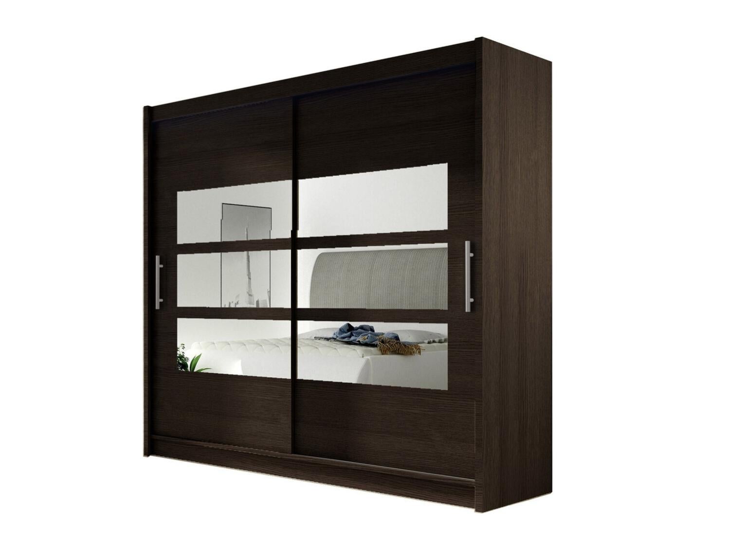 Armario atlanta 101, roble oscuro, 215x180x58cm, puertas de armario: correderas, número de estantes: 5.00
